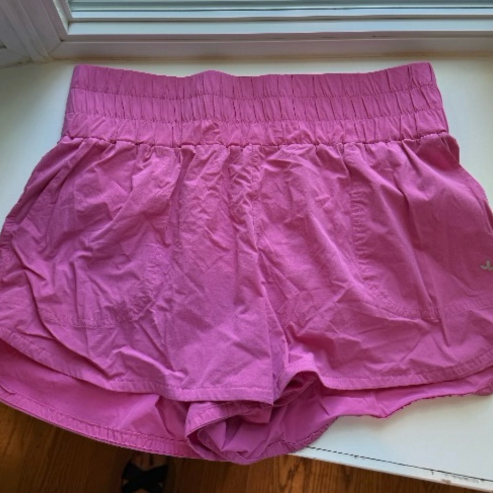 WOMENS LARGE JOYLAB HIGH WAIST SHORTS PINK ATHLETIC WORKOUT
